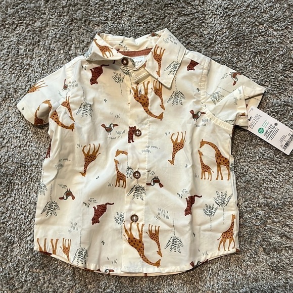 CARTERS Baby Outfit Animals Giraffe 6 Months Button Up Collar Polo & Shorts - Picture 5 of 5